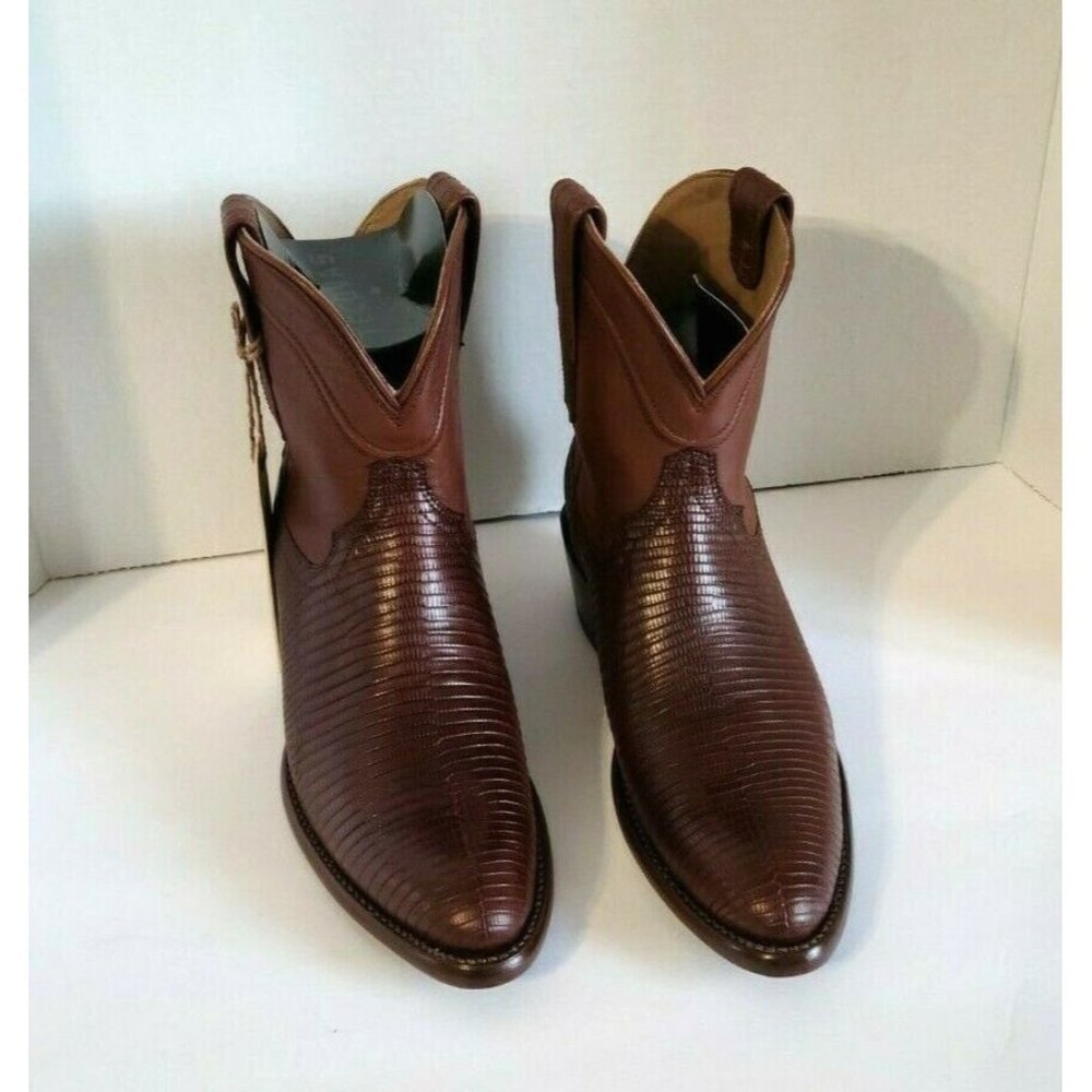 Tecovas Casey Leather Bourbon Lizard Cowboy Boots Women Size 6.5" NWB